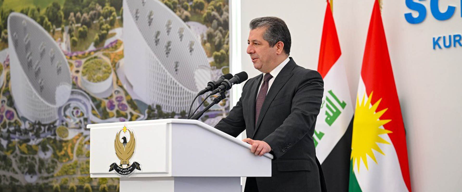 بە وێنە؛ سەرۆک وەزیران بەردی بناغەی پارکی زانستی لە هەولێر دانا