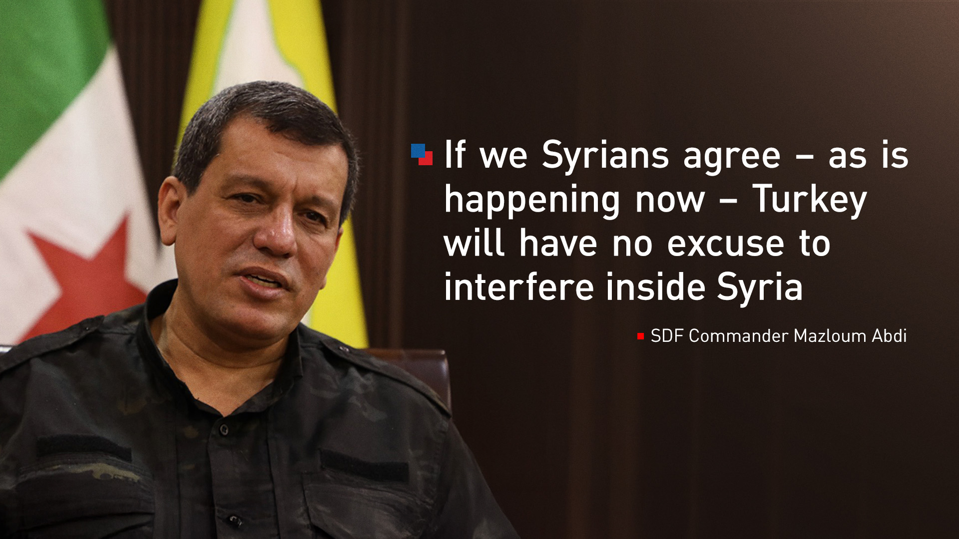 Mazloum Abdi, commander of the Kurdish-led and U.S.-backed Syrian Democratic Forces. (Photo: Designed by Kurdistan24)
