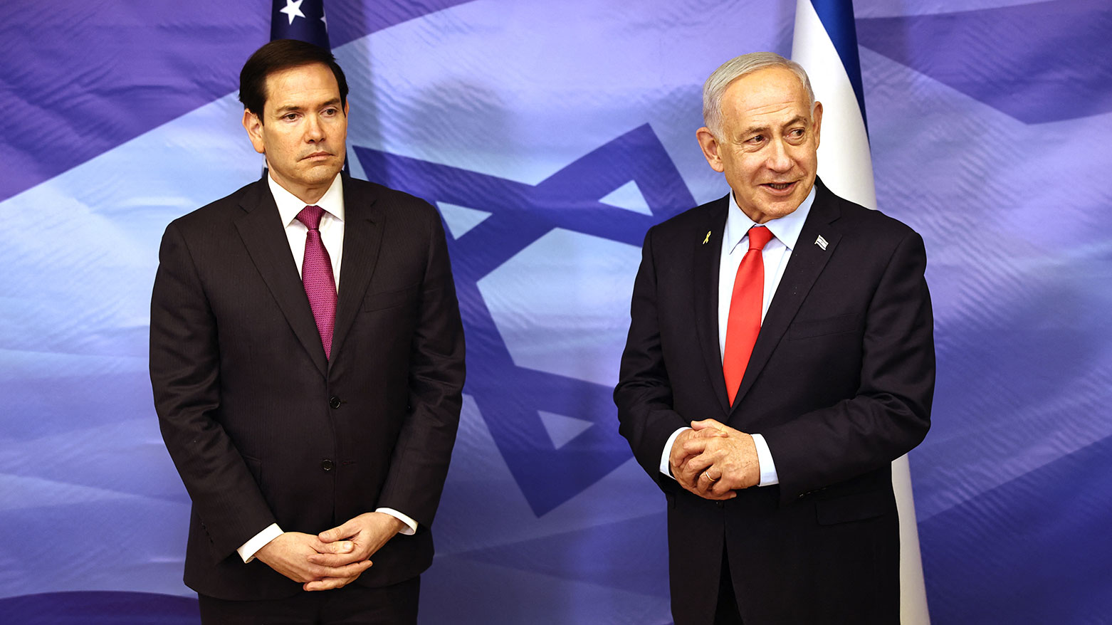 US Secretary of State Marco Rubio (L) looks on as Israeli Prime Minister Benjamin Netanyahu speaks following their meeting at the Prime Minister's office in Jerusalem on October 23, 2025. (Photo: AFP)