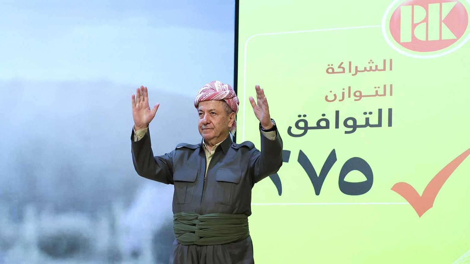 President Masoud Barzani, Leader of Kurdistan Democratic Party (KDP), addressing the Ayloul and Gulan retired Peshmerga forces, and former political prisoners in Duhok, Nov. 1, 2025. (Photo: Kurdistan24)