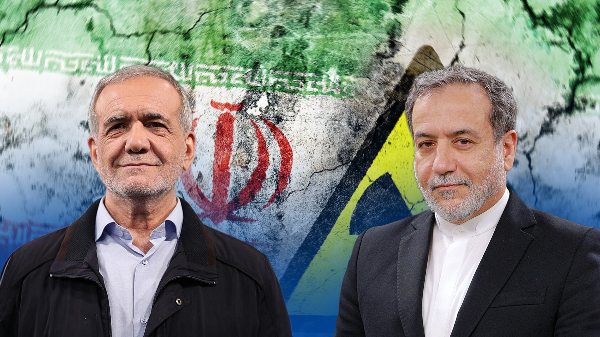 Iranian Foreign Minister Abbas Araghchi (R), Iranian President Masoud Pezeshkian (L). (Graphic: Kurdistan24)
