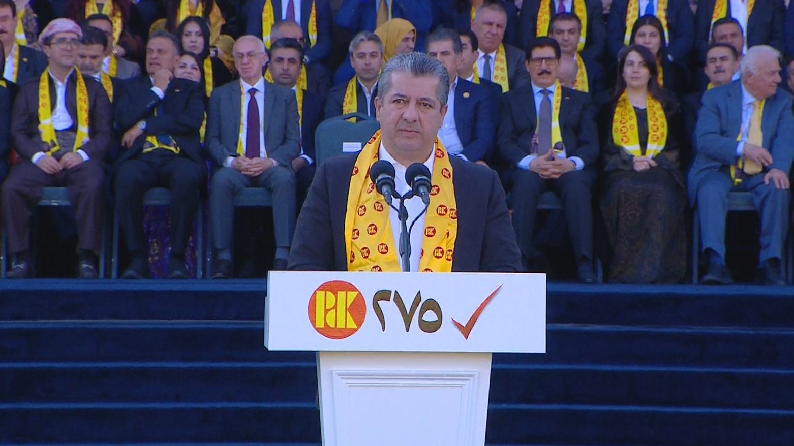 Masrour Barzani, Vice President of the Kurdistan Democratic Party (KDP), delivering the speech, Nov. 4, 2025. (Photo: Kurdistan24)