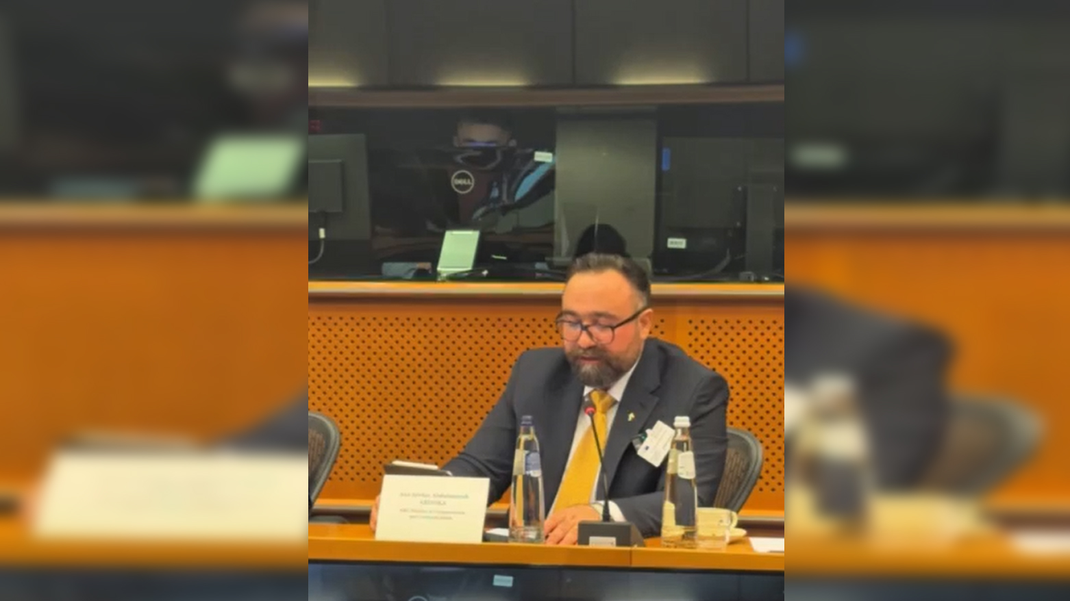 Kurdistan Region Minister of Transport and Communications Ano Jawhar Abdoka speaking at the European Parliament in Brussels, Nov. 5, 2025. (Photo: Submitted to Kurdistan24)
