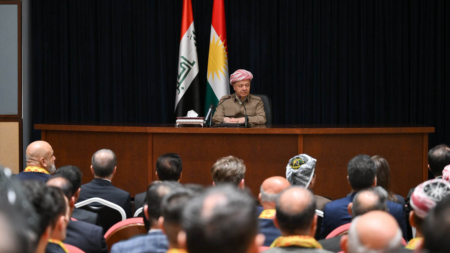 President Masoud Barzani delivering the speech, Nov. 6, 2025. (Photo: Barzani Headquarters)