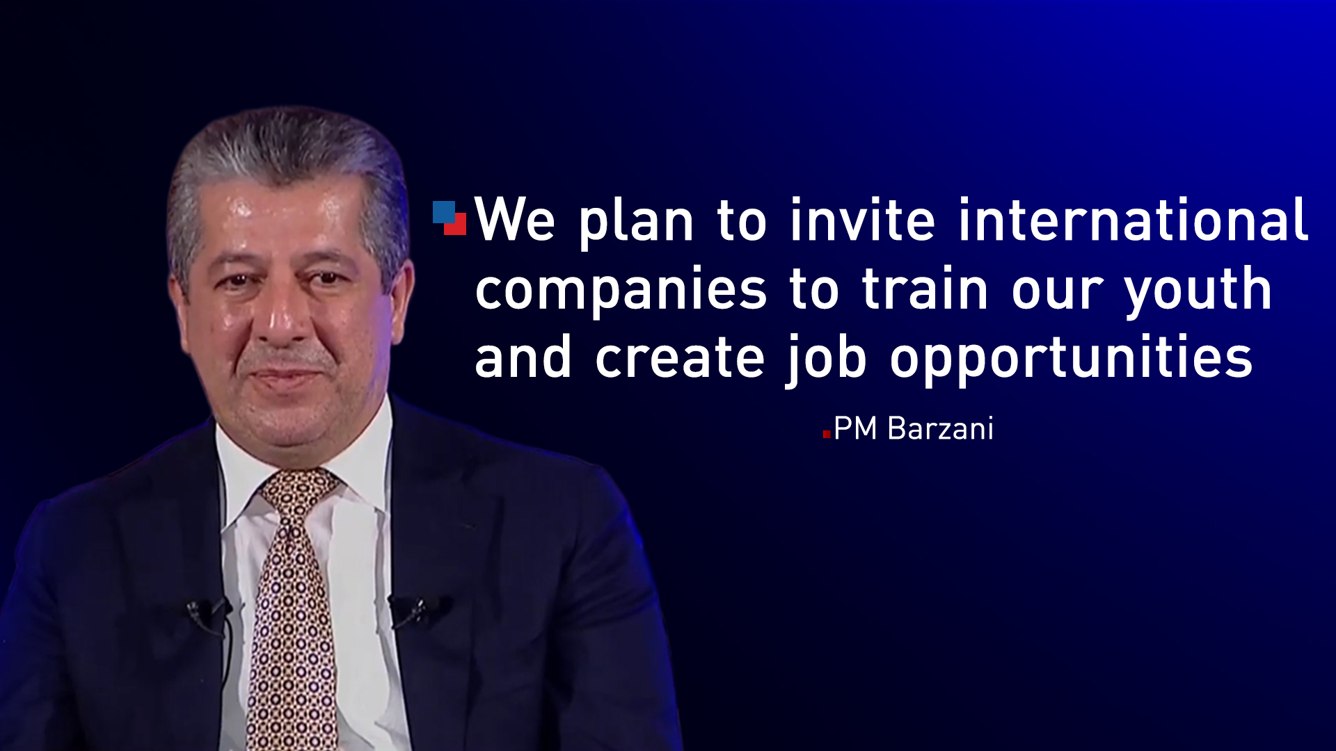 Kurdistan Region Prime Minister Masrour Barzani speaking at the town hall meeting at the Erbil Citadel, Nov. 6, 2025. (Photo: Designed by Kurdistan24)