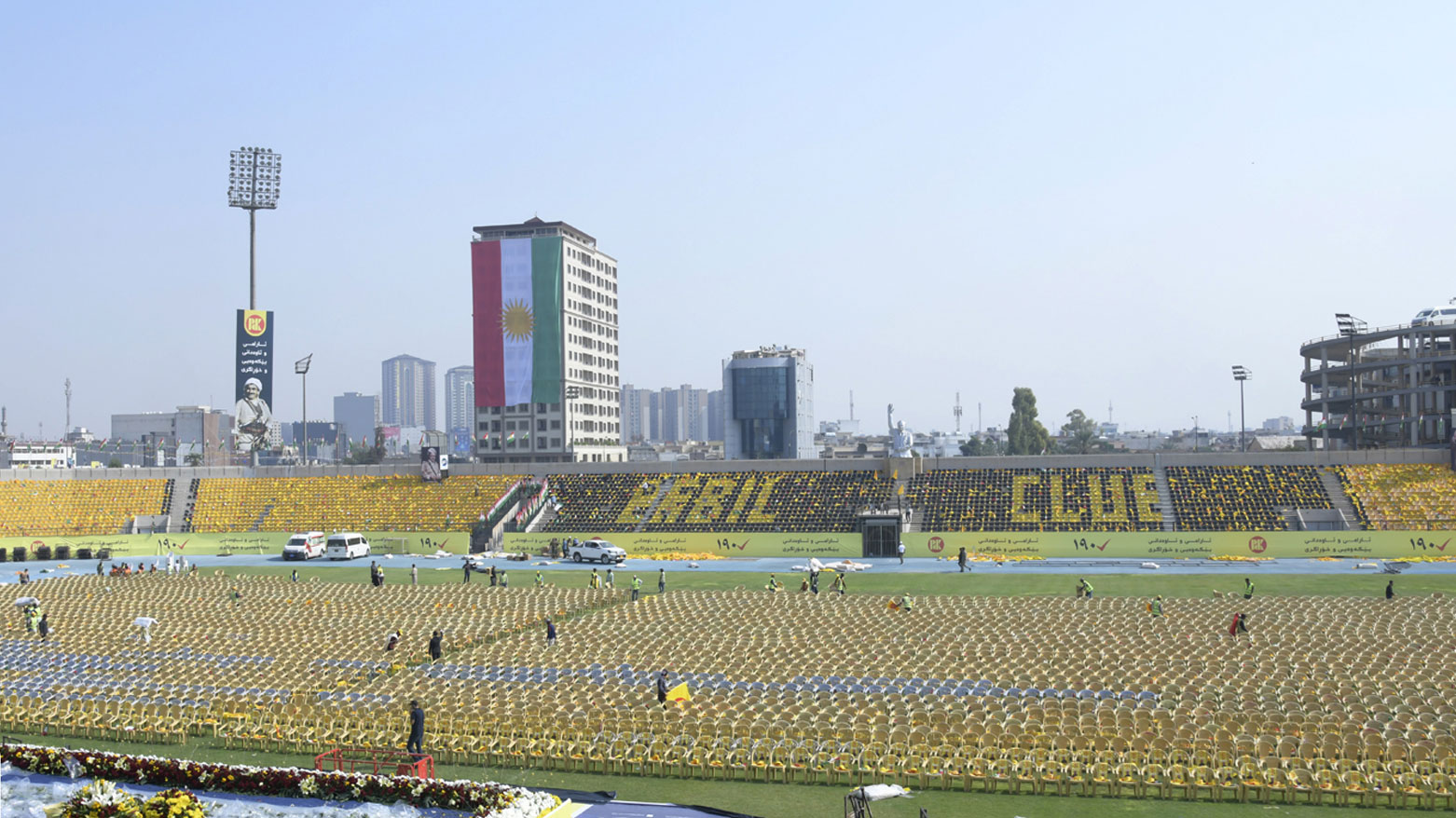 The photo shows the Franso Hariri International Stadium where the rally is set to take place. (Photo: Kurdistan24)