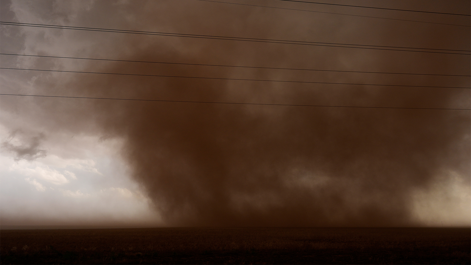The photo shows a tornado. (AP)