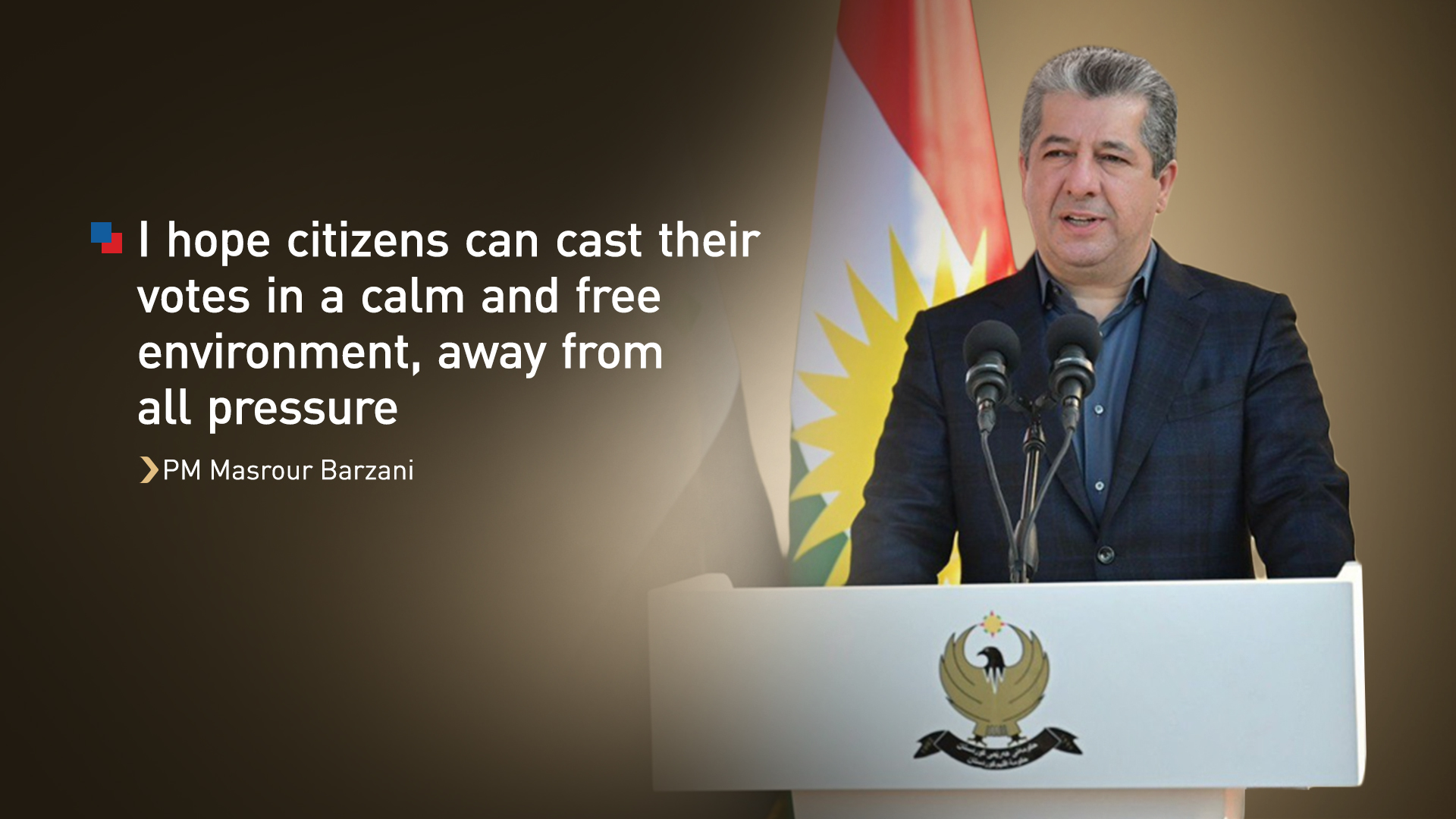 Kurdistan Region PM Masrour Barzani, speaking to the media, after casting his vote, Nov. 11, 2025. (Photo: Kurdistan24)