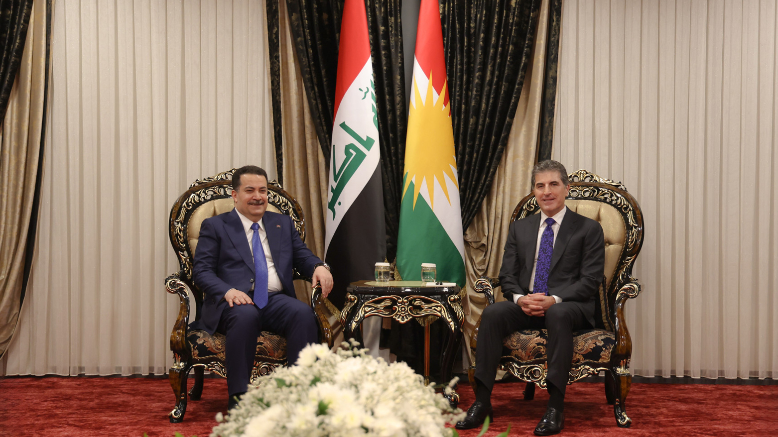 President of the Kurdistan Region, Nechirvan Barzani (R), Prime Minister of Iraq, Mohammed Shia' al-Sudani (L). (Photo: Kurdistan Region presidency)