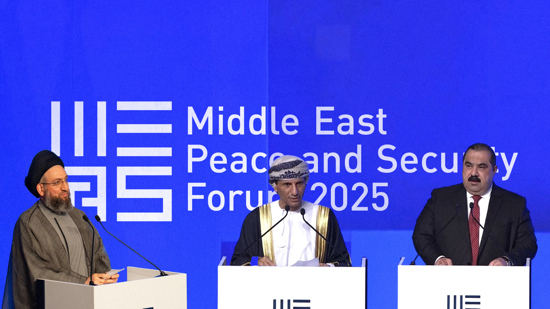 Dr. Mohammed al-Hassan, the UN Special Representative for Iraq (C), Muthanna al-Samarrai, leader of the Azem Alliance (R), Ammar al-Hakim, leader of the National Wisdom Movement (L). in Duhok, on Nov. 18, 2025. (Graphic: Kurdistan24)