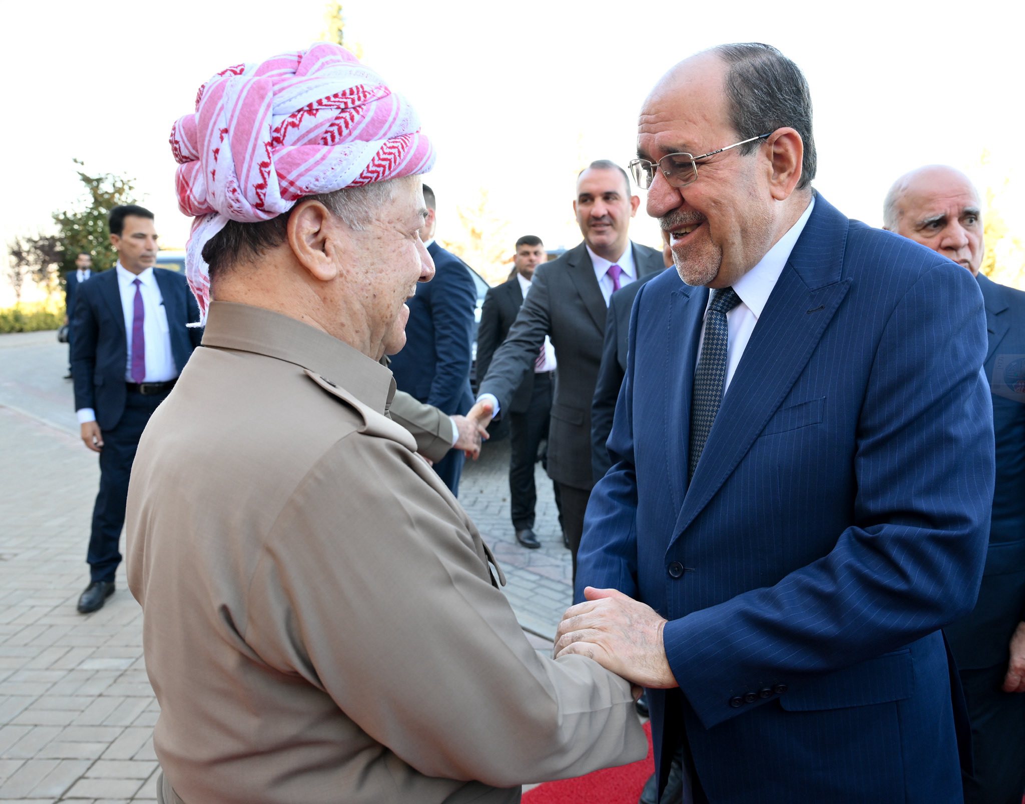 President Masoud Barzani, KDP Leader, L, Nouri al-Maliki, head of the State of Law Coalition, in Pirmam, Erbil, Nov. 22, 2025. (Photo: Kurdistan24)