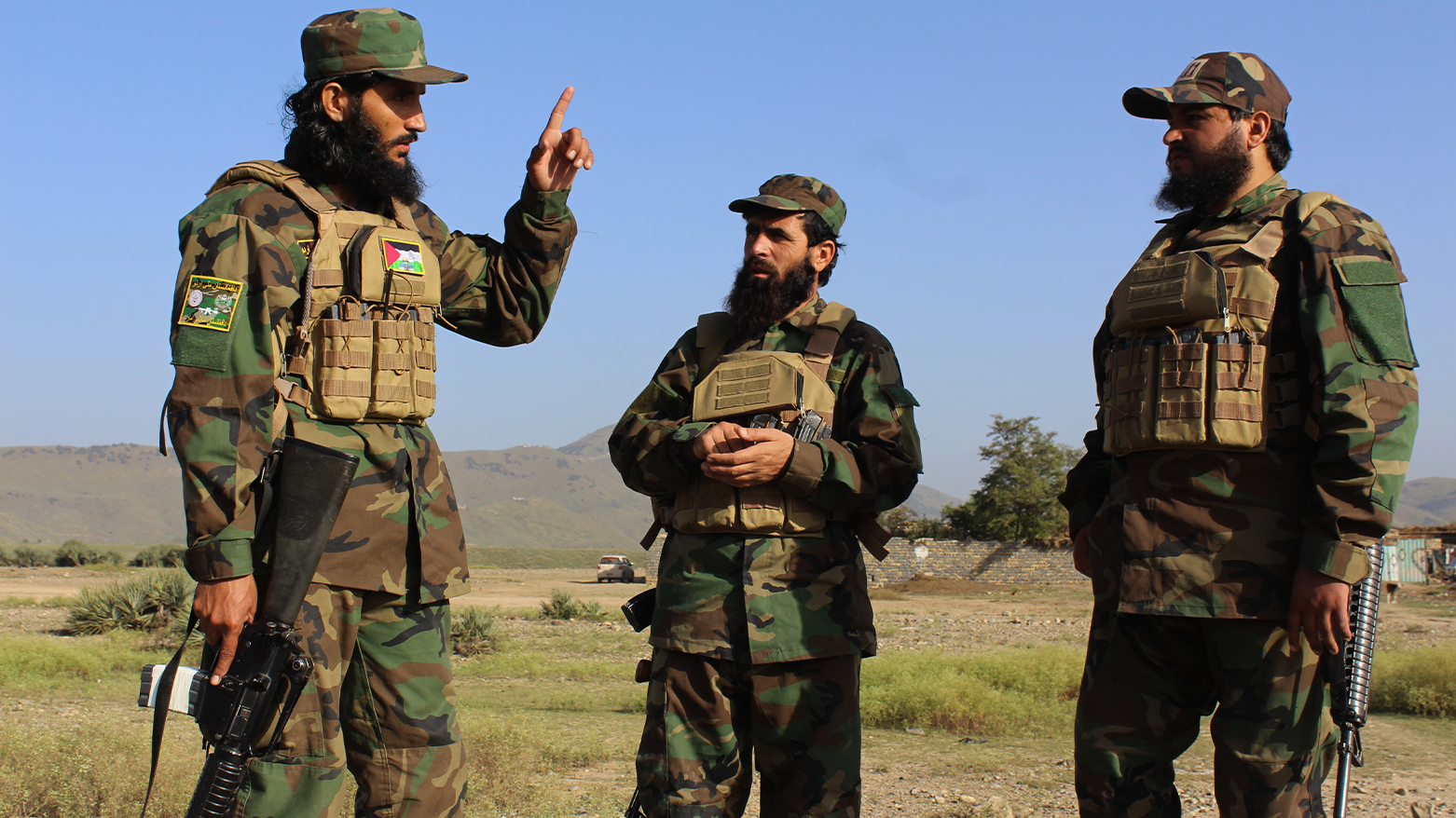 Afghan troops guard the Khost border after clashes with Pakistan, Oct. 12, 2025. (AP)