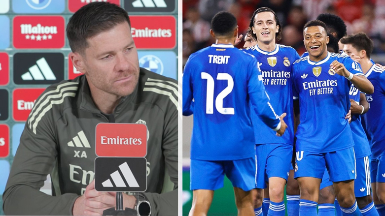 ئالۆنسۆ راهێنەری ریال مەدرید لەگەڵ گرتەیەك لە یاریزانانی یانەكە لە چامپیۆنزلیگ بەرامبەر ئۆلێمپیاكۆس