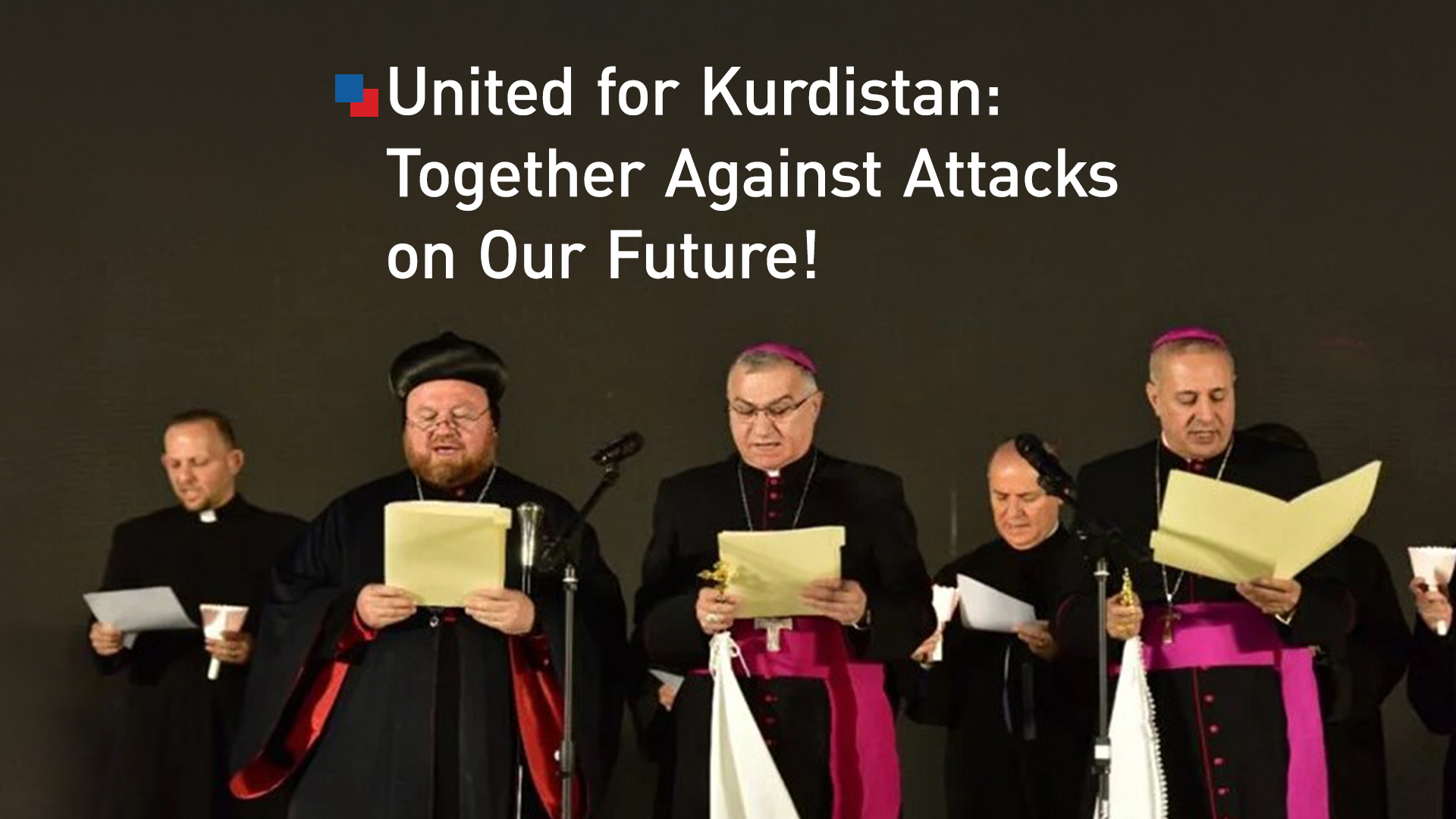 (L - R), Bishop Nicodemus Dawood, Bishop Bashar Matty Warda, Bishop Nathaniel Nizar Semaan. (Graphics: Kurdistan24)