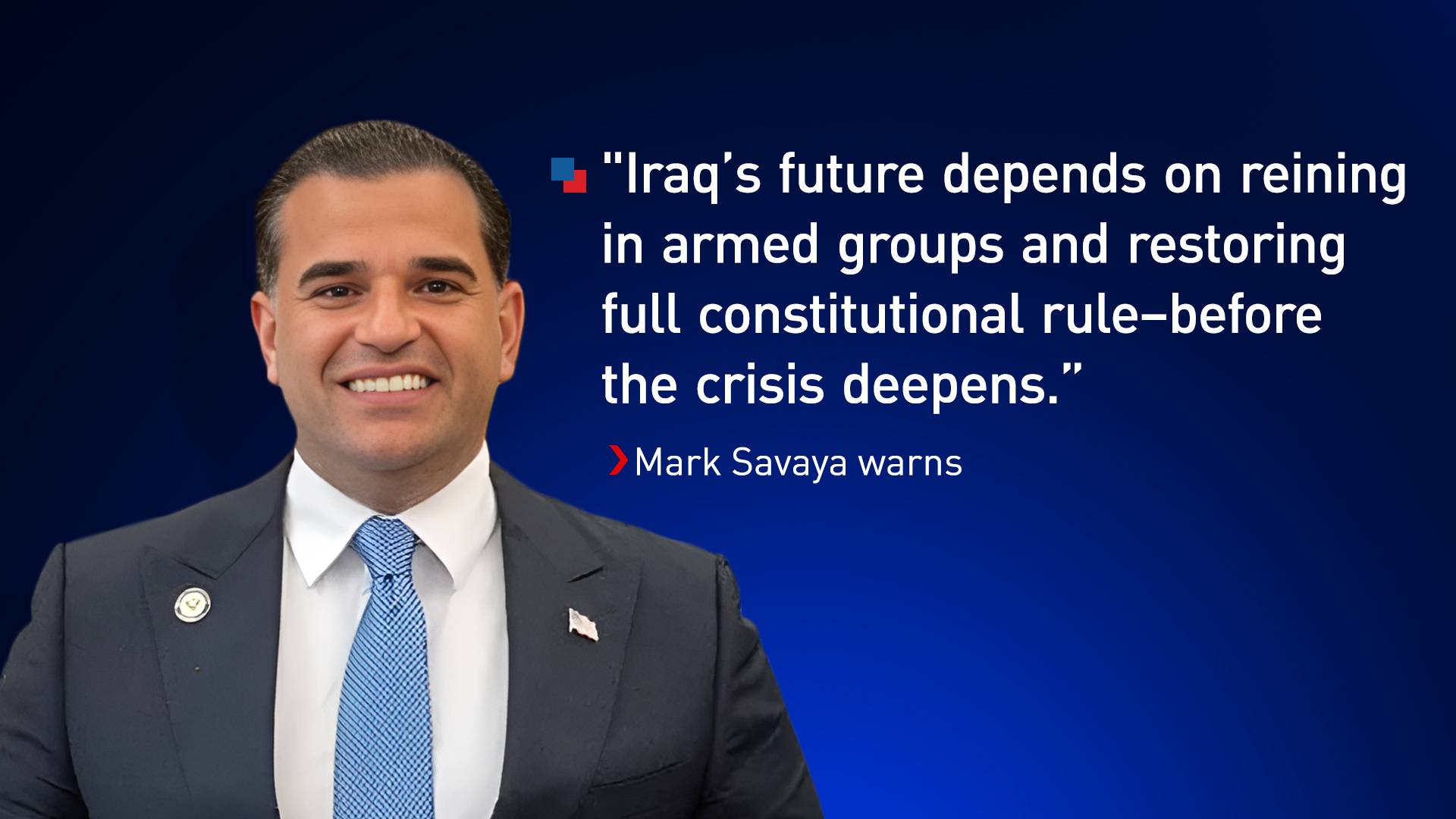 The United States Special Envoy to Iraq, Mark Savaya. (Graphics: Kurdistan24)