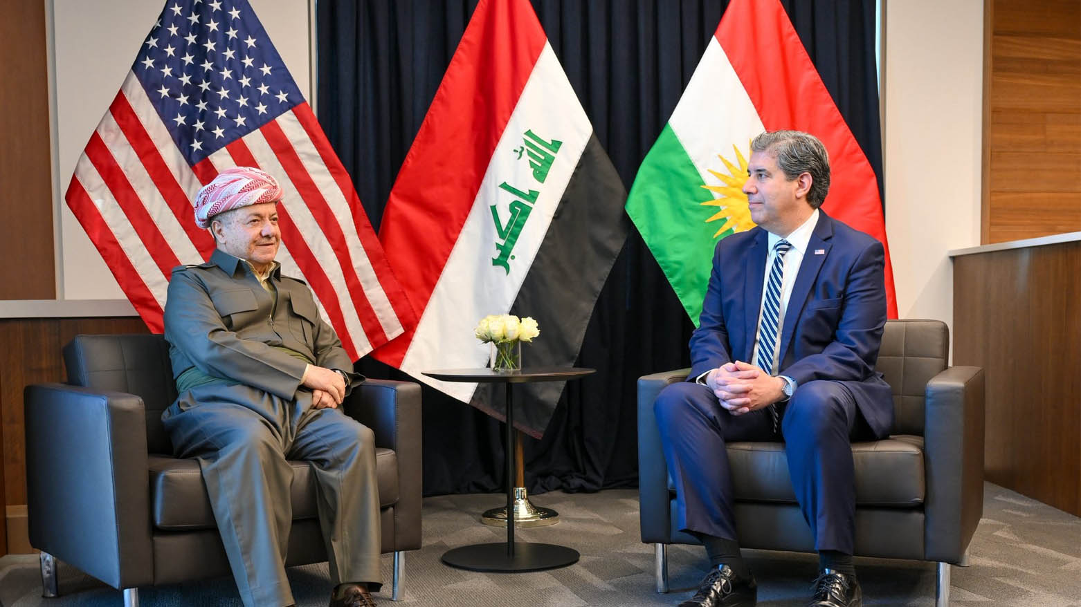 President Masoud Barzani (left) during his meeting with U.S. Deputy Secretary of State for Management and Resources Michael Rigas, Dec. 3, 2025. (Photo: Barzani Headquarters)