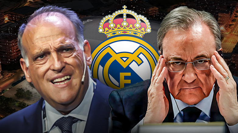 فلۆرێنتینۆ پێرێز سەرۆكی ریال مەدرید و خاڤێر تێباس سەرۆكی لالیگا