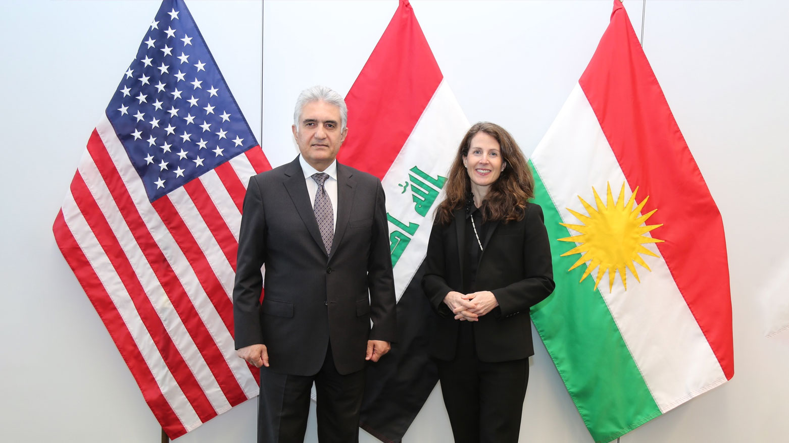 KRG Interior Minister Rebar Ahmed (L), US Acting Consul General Caitlin Piper (R). (Photo: US Consulate General in Erbil FB)