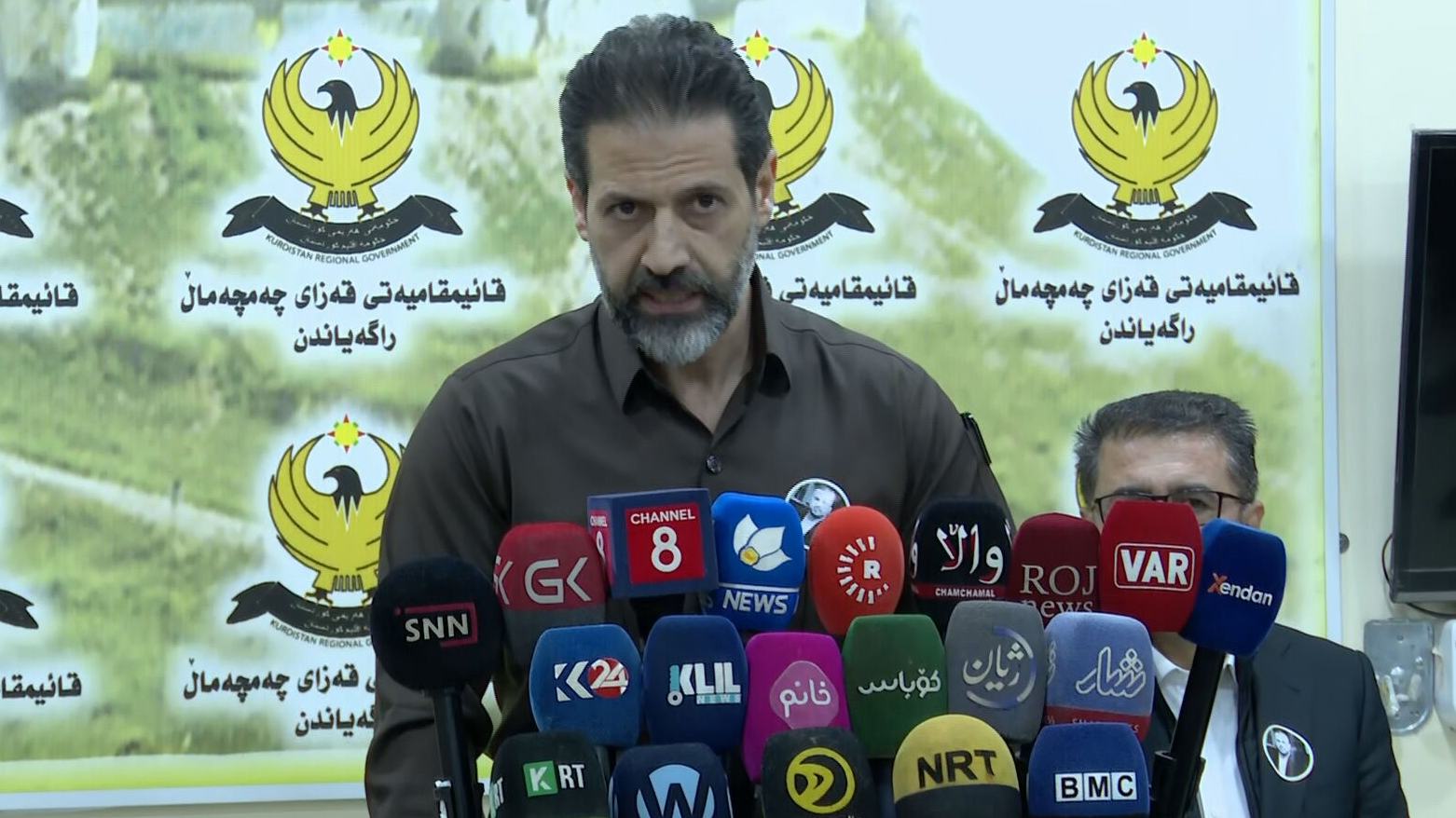 Kurdistan Region Deputy Prime Minister Qubad Talabani speaking at the presser, Dec. 14, 2025. (Photo: Kurdistan24)