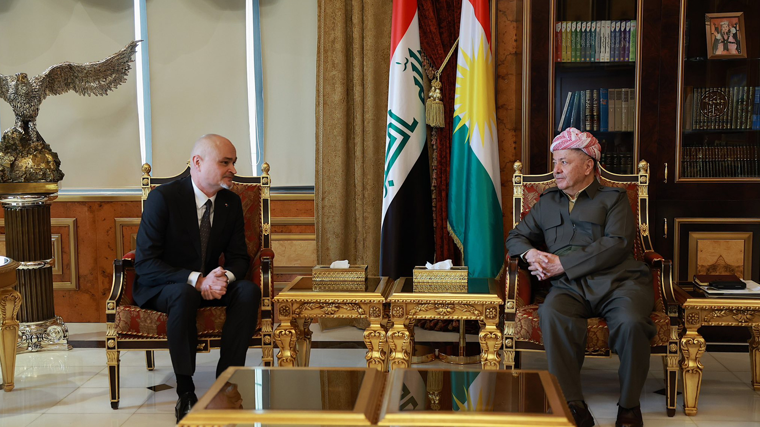 President Masoud Barzani (R), Maciej Zajdel, the new Consul General of Poland in Erbil (L), in Pirmam, Kurdistan Region, on Dec. 17, 2025. (Photo: Barzani HQ)
