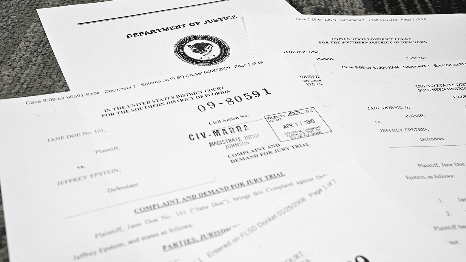 Court documents shown as DOJ releases long-awaited records in the Jeffrey Epstein case. (AFP)