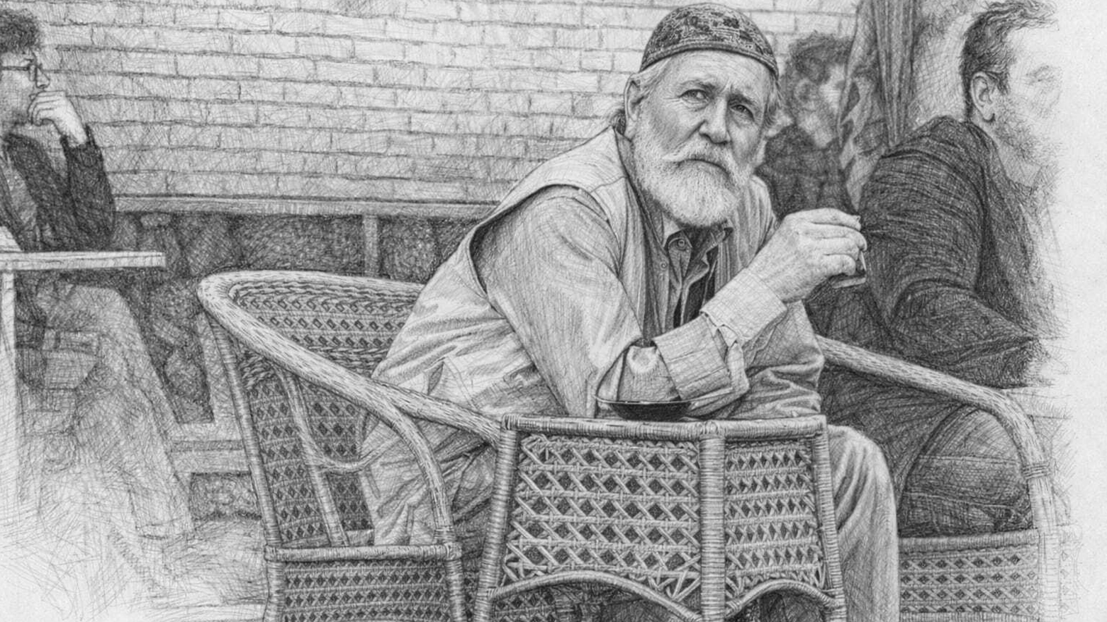 This drawing shoes the prominent artist and Peshmerga Zuhair Abdulmasih Ilya Abdoka. (Photo: Kurdistan24)