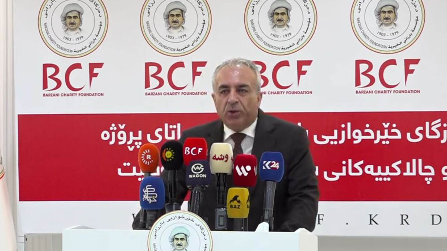 Musa Ahmad, President of the BCF, speaking at the press conference, Dec. 26, 2025. (Photo: Kurdistan24)