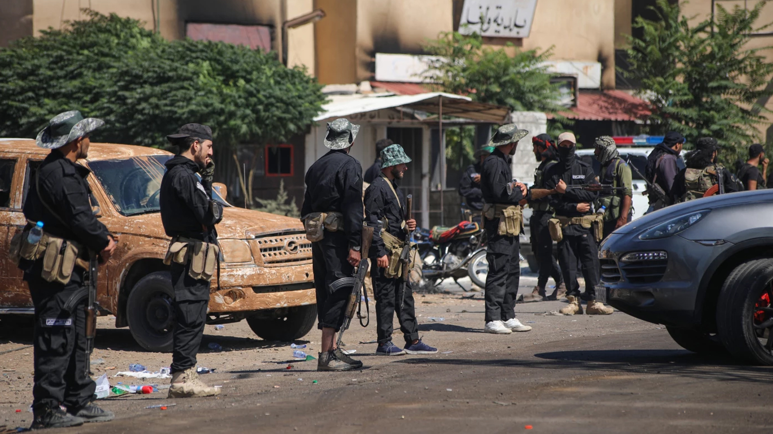 Syrian security forces deploy in Walga town near the predominantly Druze city of Sweida in southern Syria on July 19, 2025. (AFP)
