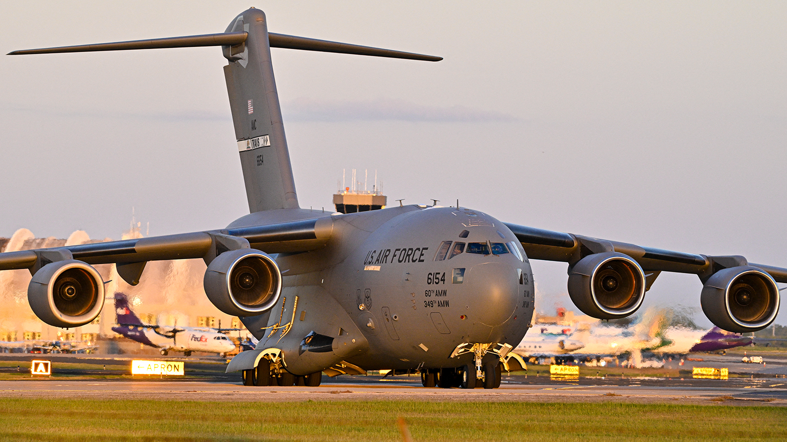A Boeing C-17 Globemaster taxis on a tarmac at Rafael Hernandez Airport in Aguadilla, Puerto Rico, on Dec. 29, 2025. (AFP)