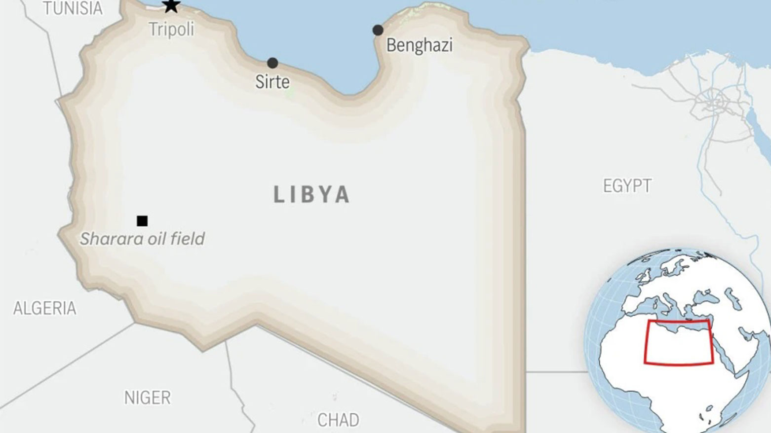 This is a locator map for Libya with its capital, Tripoli. (Photo: AP)