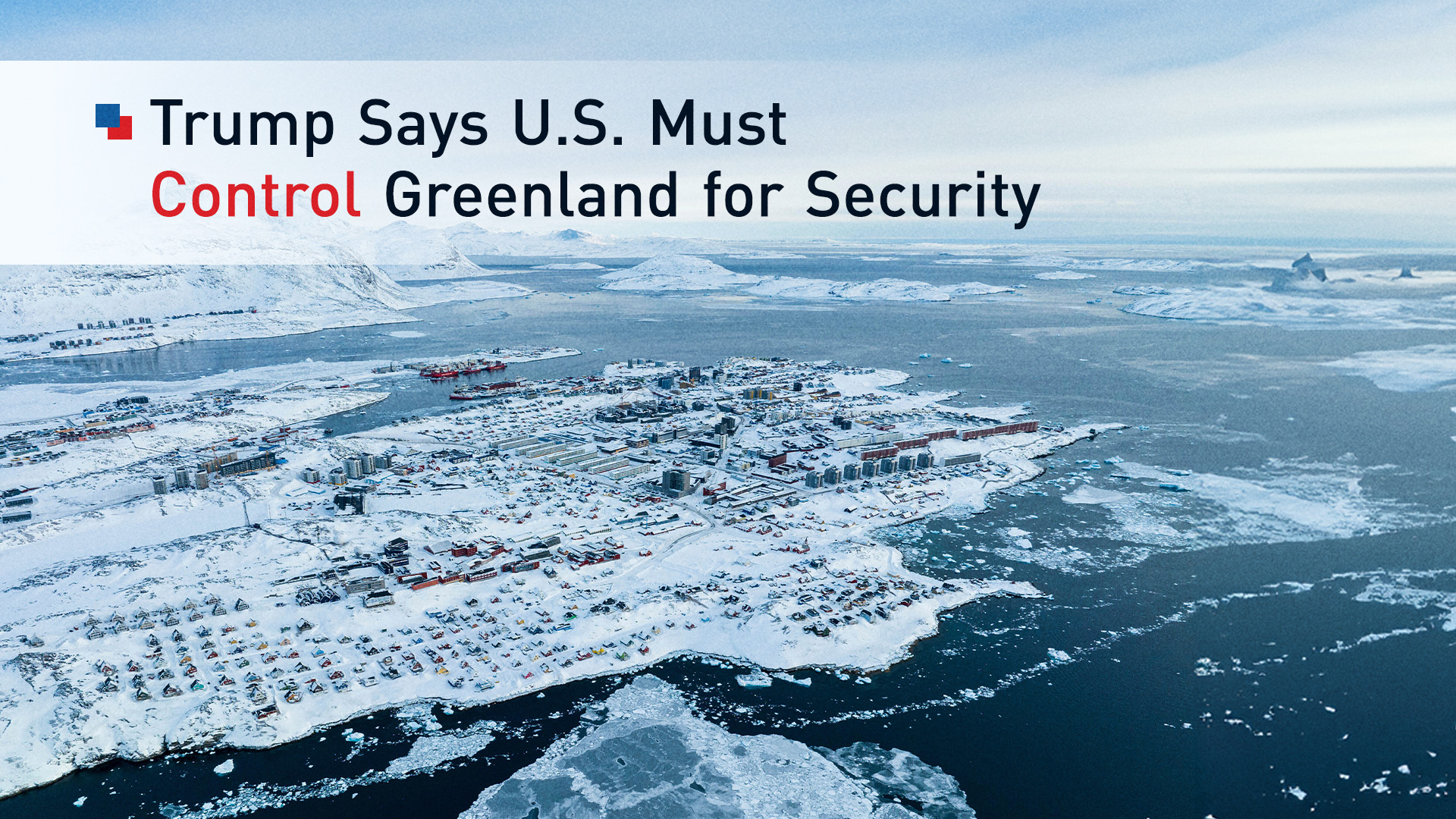 Houses covered by snow are seen on the coast of a sea inlet of Nuuk, Greenland, on March 7, 2025. (AP)