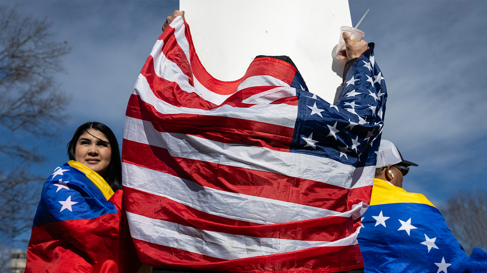 Supporters and activists backing US president Donald Trump gather outside the White House in Washington, DC, on Jan. 12, 2026. (AFP)