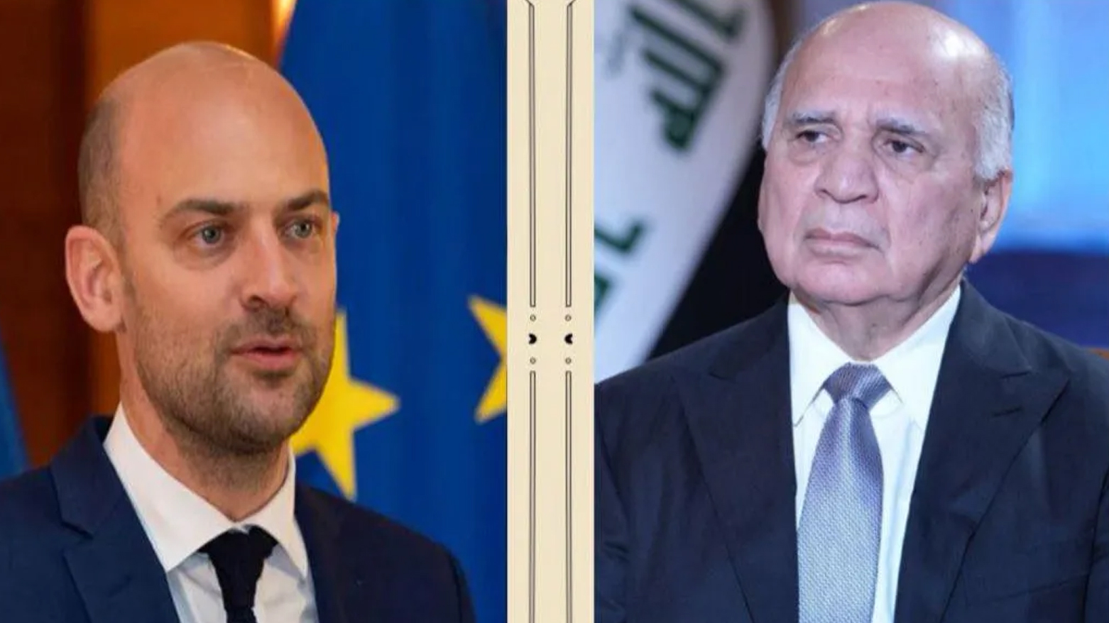 (وێنە؛ ئەرشیف) فوئاد حسێن جێگری سەرۆک وەزیرانی عێراق و وەزیری دەرەوەی عێراق؛ ژان نوێل بارۆت وەزیری کاروباری ئەوروپا و دەرەوەی فەرەنسا