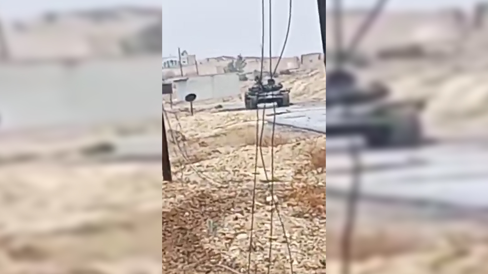 A Syrian army tank that was destroyed by SDF forces near Tishreen Dam. (Photo: Screen Shot from a circulated video)