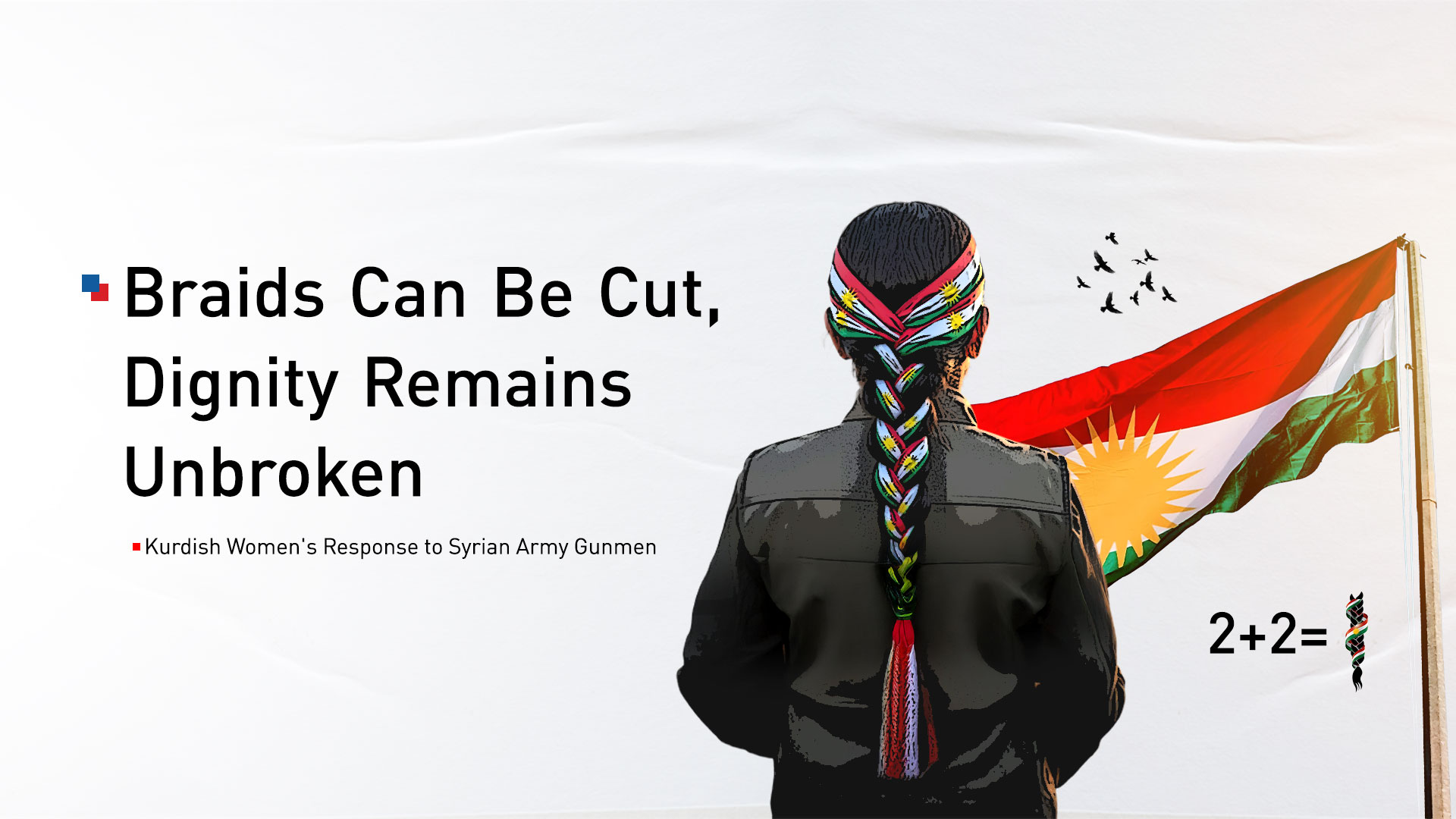 A woman’s braided hair adorned with a Kurdistan map and flag hair clip. (Photo: Social Media)