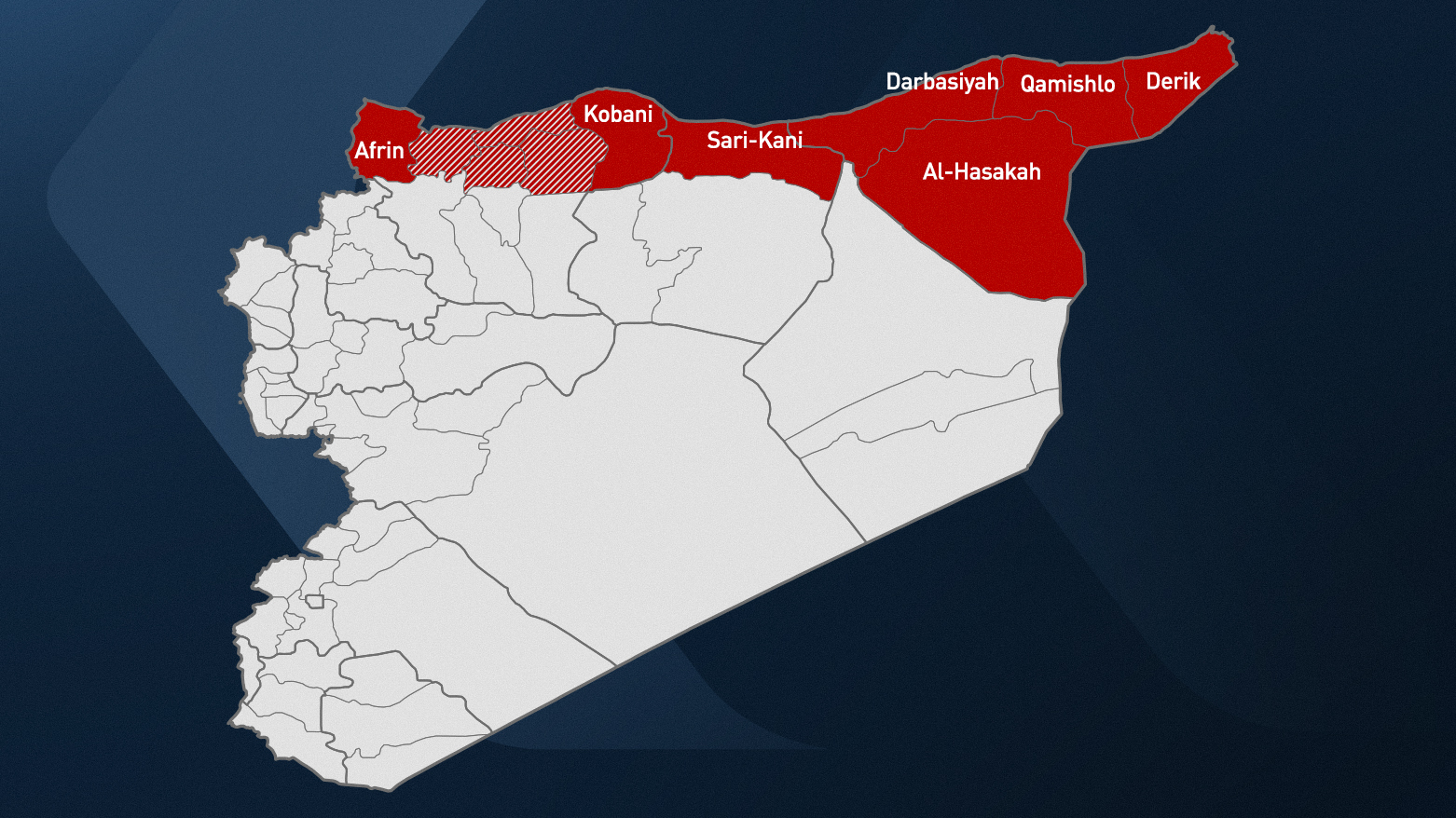 Map of Syria with Western Kurdistan highlighted in red. (Graphic: Kurdistan24)