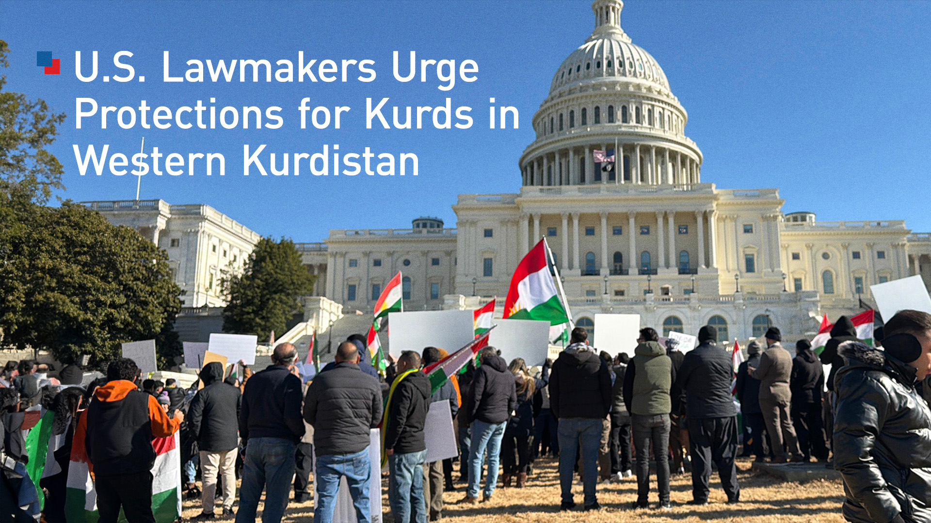 Kurdistani diaspora community gathered in a rally in front of U.S. congress. (Photo: Kurdistan24)