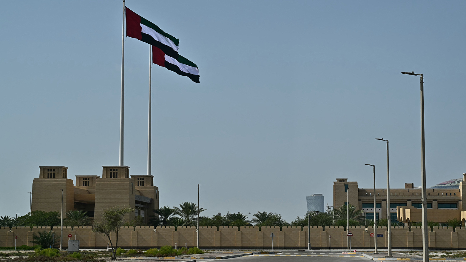 Emirati flags flutter in Abu Dhabi on February 4, 2026. (Photo: AFP)