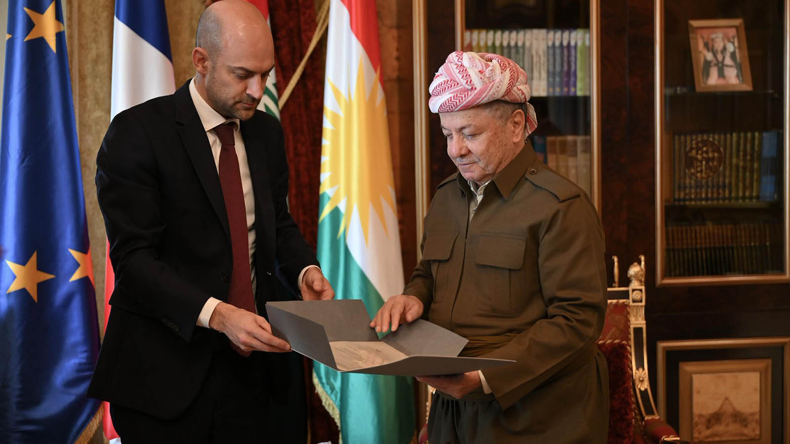 Serok Barzanî pêşwazî li Wezîrê Derve yê Fransayê kir