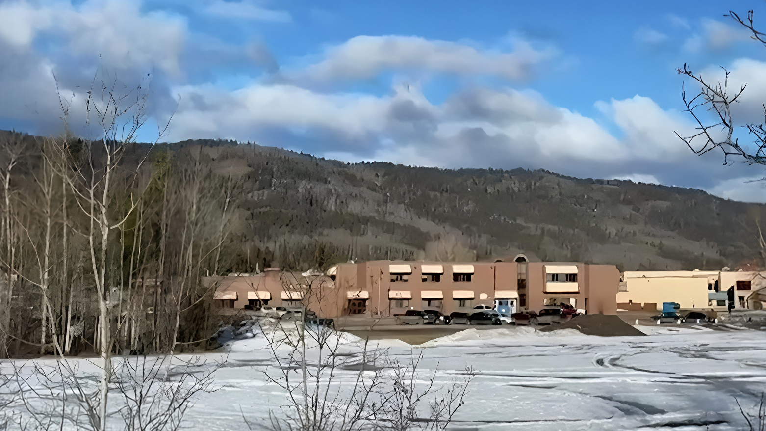 The middle school and high school building where the mass shooting took place in the small town of Tumbler Ridge, Canada, Feb. 10, 2026. (AFP)