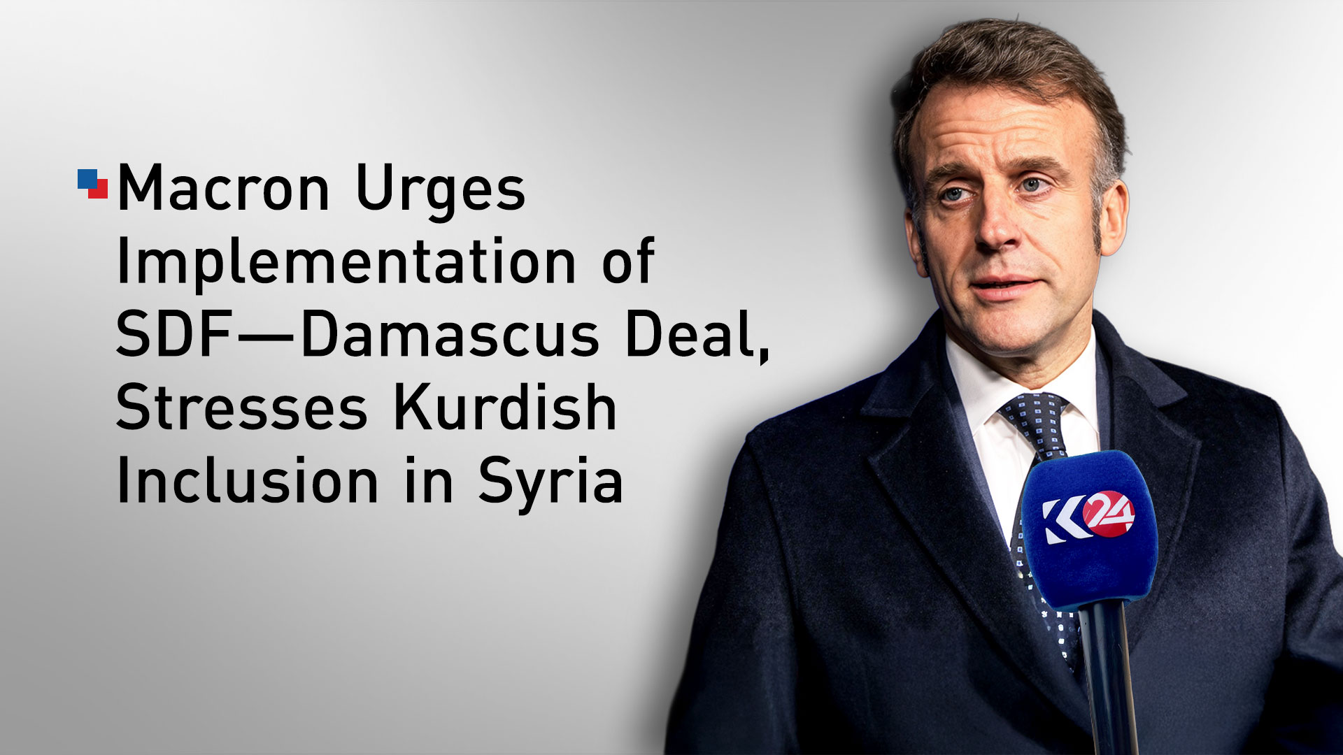 French President Emmanuel Macron. (Photo: Designed by Kurdistan24)