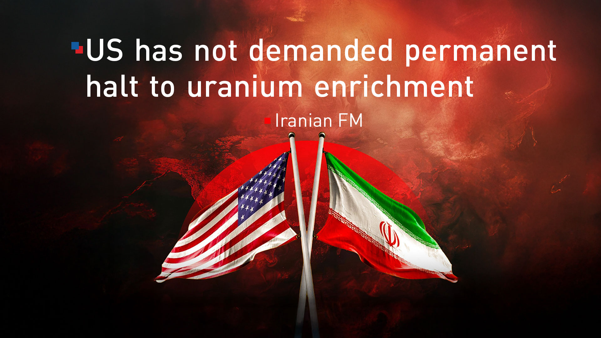 The flag of the United States of America (L), and the flag of the Islamic Republic of Iran (R). (Graphic: Kurdistan24)