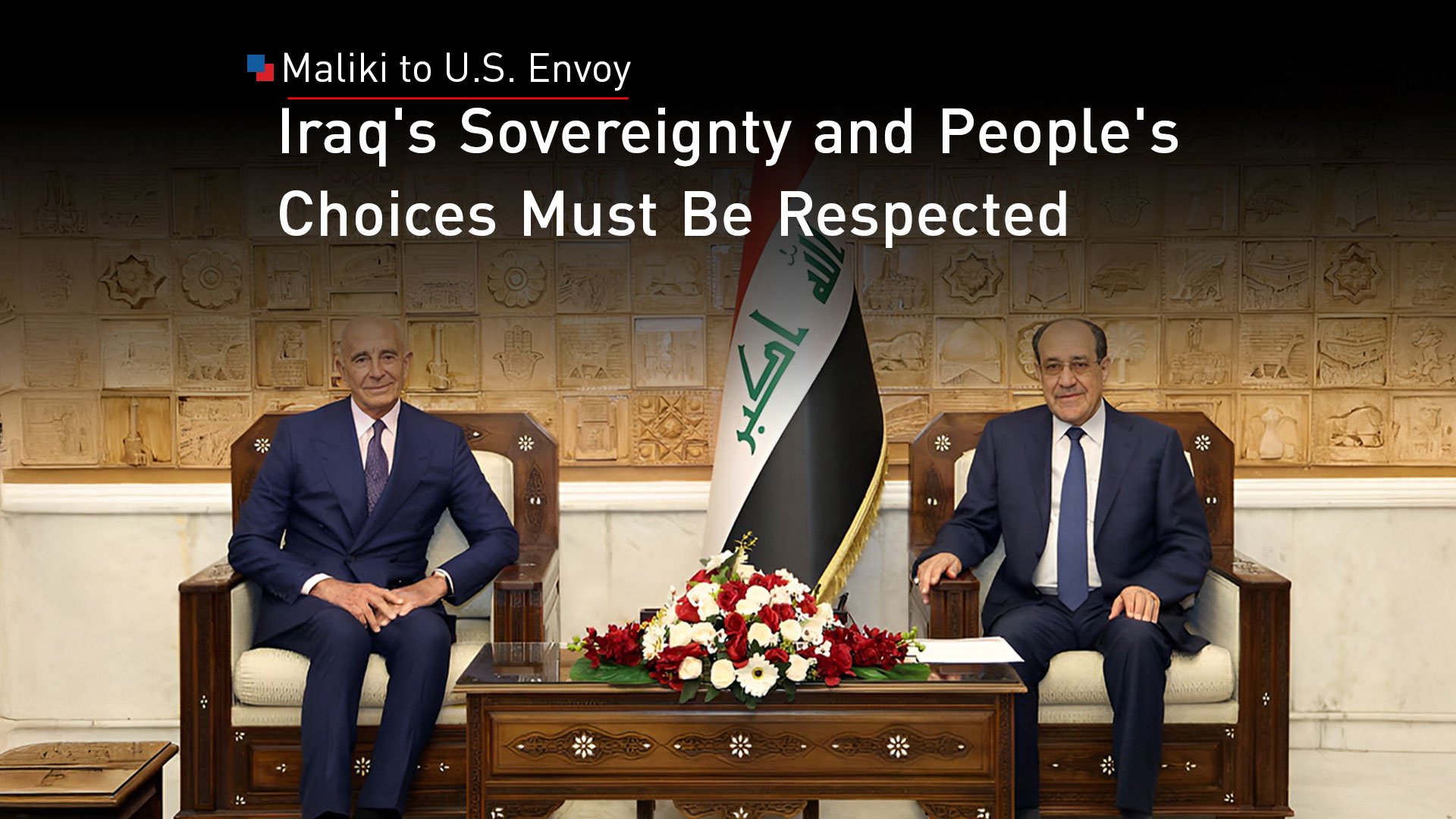 The head of the State of Law Coalition, Nouri al-Maliki (R), and Tom Barrack, U.S. Ambassador to Türkiye and Special Envoy for Syria (L), on Feb. 27, 2025. (Photo: Maliki’s media office)