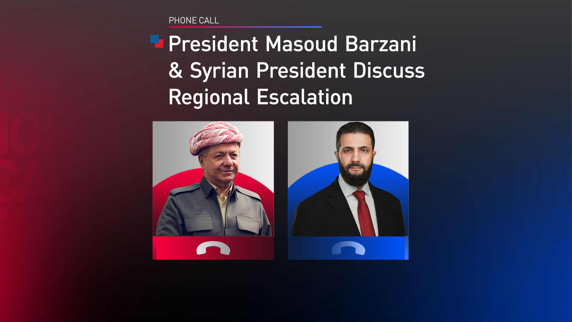 President Masoud Barzani (L), and Syrian President Ahmed al-Sharaa (R). (Graphic: Kurdistan24)
