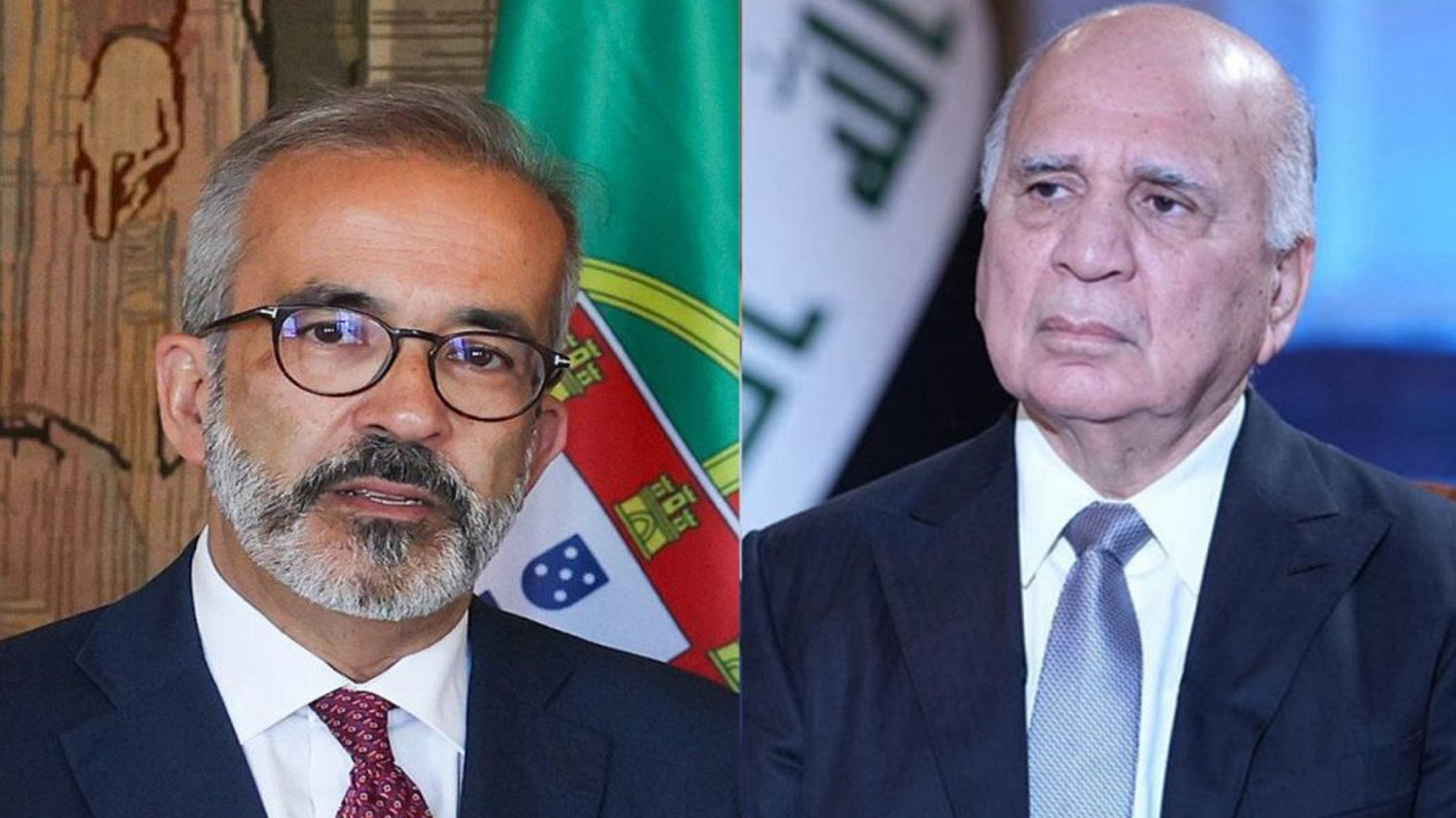 Iraqi Foreign Minister Fouad Hussein (R), and  Portuguese Foreign Minister Paulo Rangel (L). (Photo: Iraq’s Ministry of Foreign Affairs)