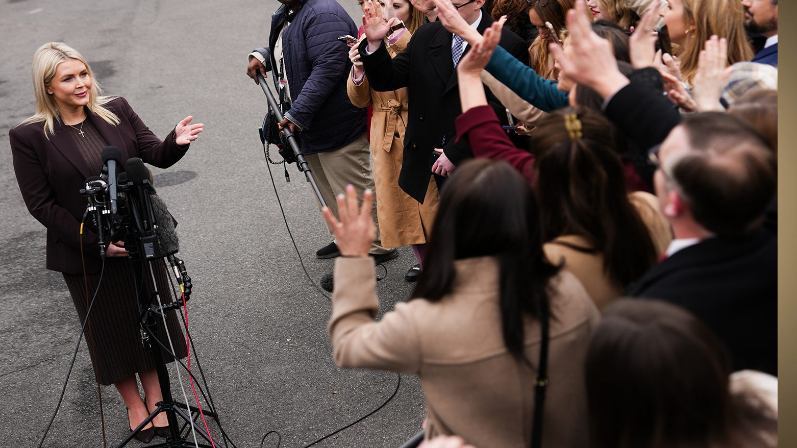 White House press secretary Karoline Leavitt speaks with reporters at the White House, March 6, 2026. (AP)