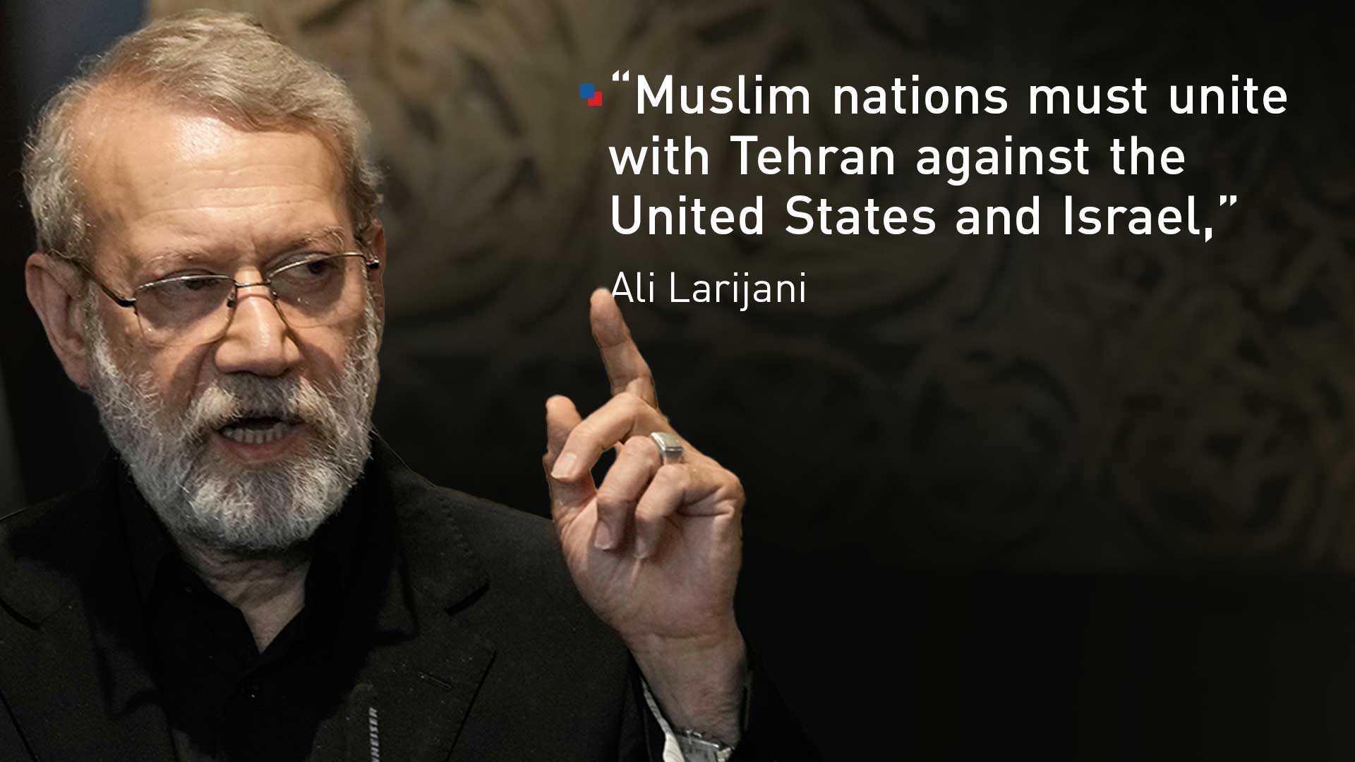 Iranian Secretary of Supreme National Security Council Ali Larijani, speaks during a press conference after his meeting with the Lebanese parliament speaker Nabih Berri, in Beirut, Lebanon, Aug. 13, 2025. (AP)