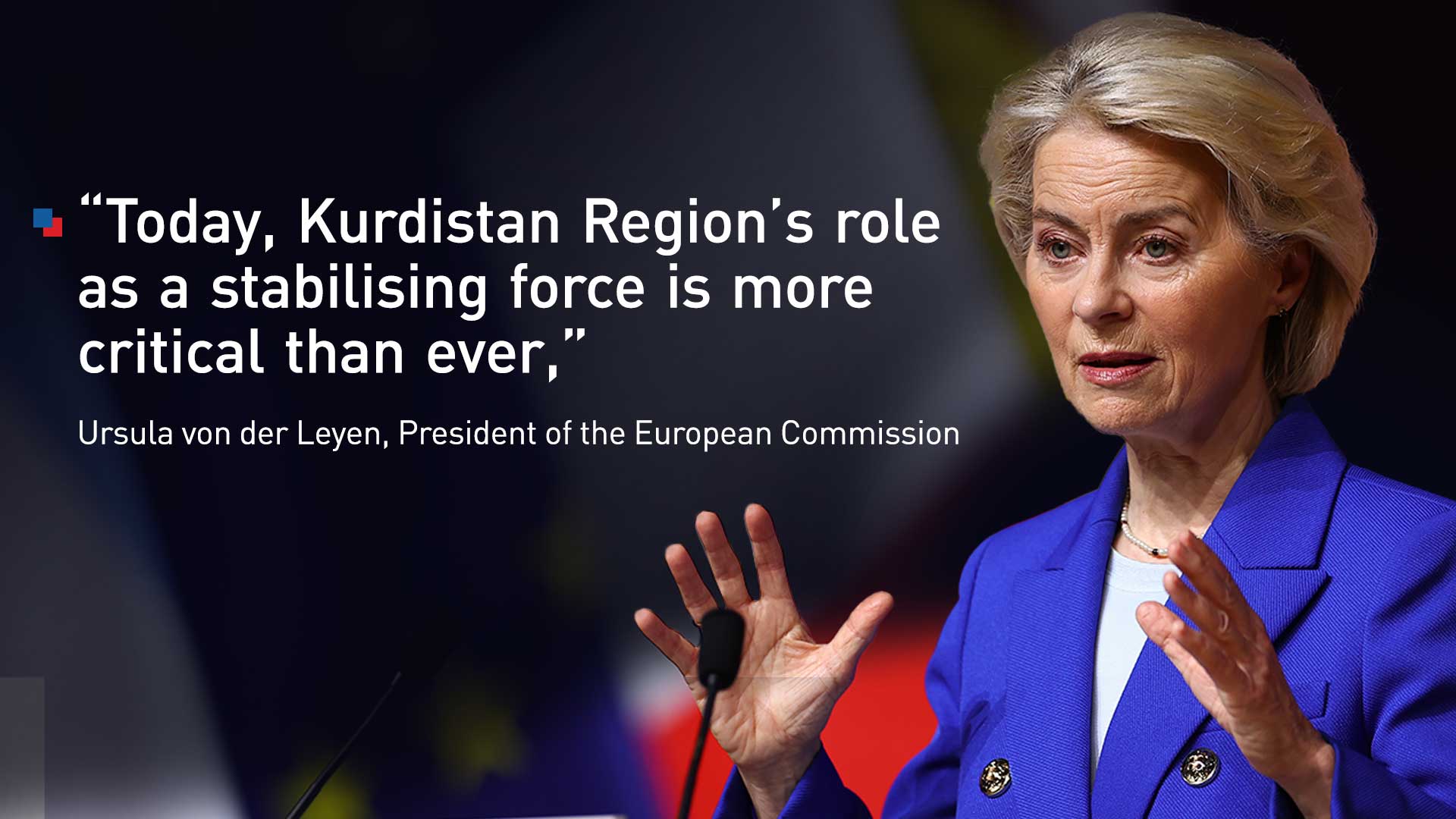 European Commission President Ursula von der Leyen (Graphics: Kurdistan24)