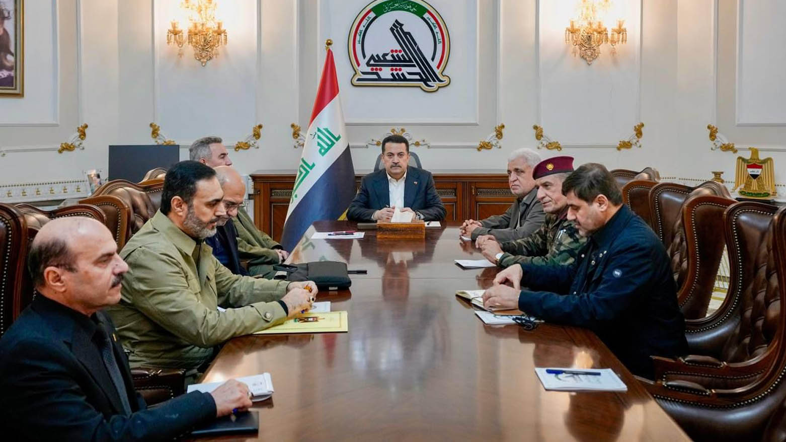 Mohammed Shia' al-Sudani (middle), Prime Minister and Commander-in-Chief of the Iraqi Armed Forces. (Photo: INA)