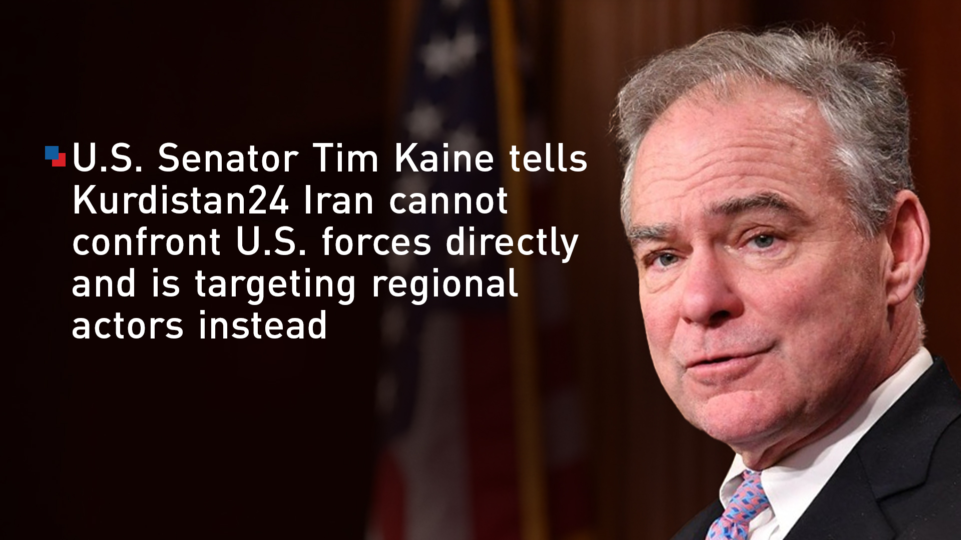 U.S. Senator Tim Kaine. (Graphics: Kurdistan24)